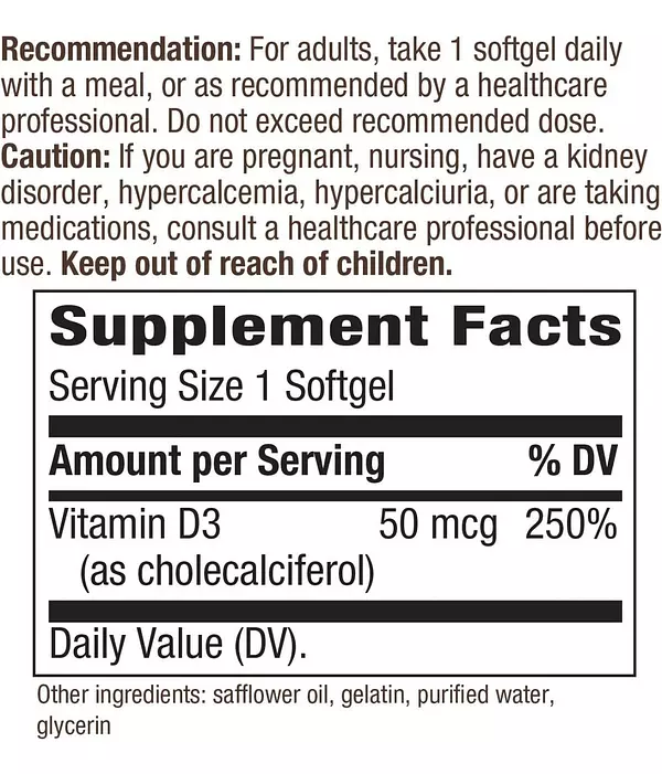 Salud y Equipamiento Médico - Vitamina D3 50 Mcg Nature's Way 2