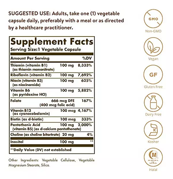 Salud y Equipamiento Médico - Solgar B-complex 250 Capsulas Promueve El Metabolismo 5