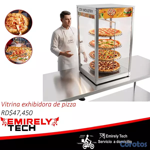 equipos profesionales - Vitrina exhibidora para pizza vitrina giratoria caliente para alimentos 1
