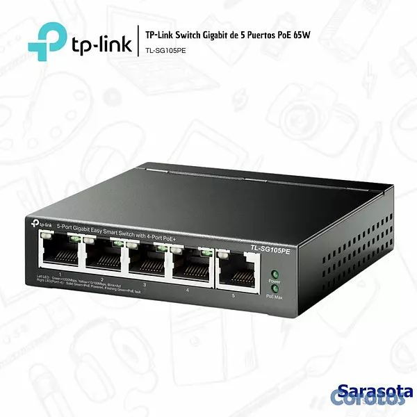 accesorios para electronica - TP-Link Switch 5 Puertos TL SG105PE Gigabit Poe 2