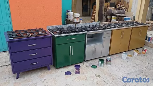 electrodomesticos - Mueble en hidrofugo con estufa empostrada,fregadero, despensa.  
 3