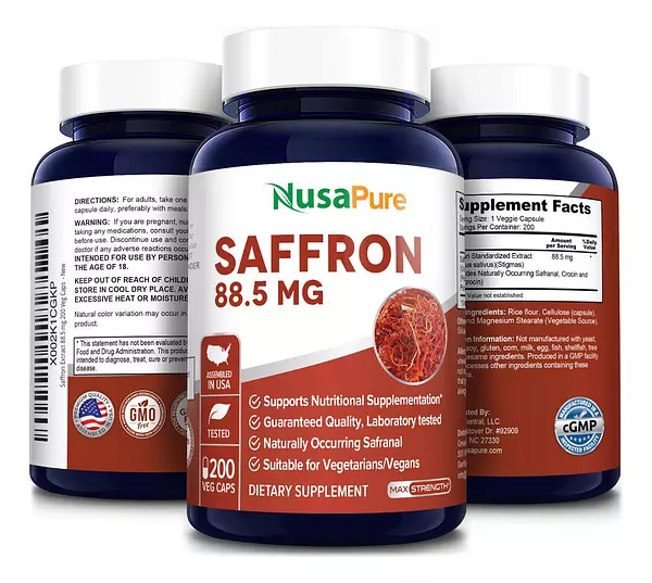 Salud y Equipamiento Médico - Azafran Puro De 88.50 Mg 200 Cap Nusapure 4