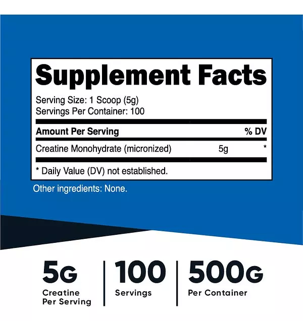 Salud y Equipamiento Médico - Creatina Monohidratada 500g Nutricost 2