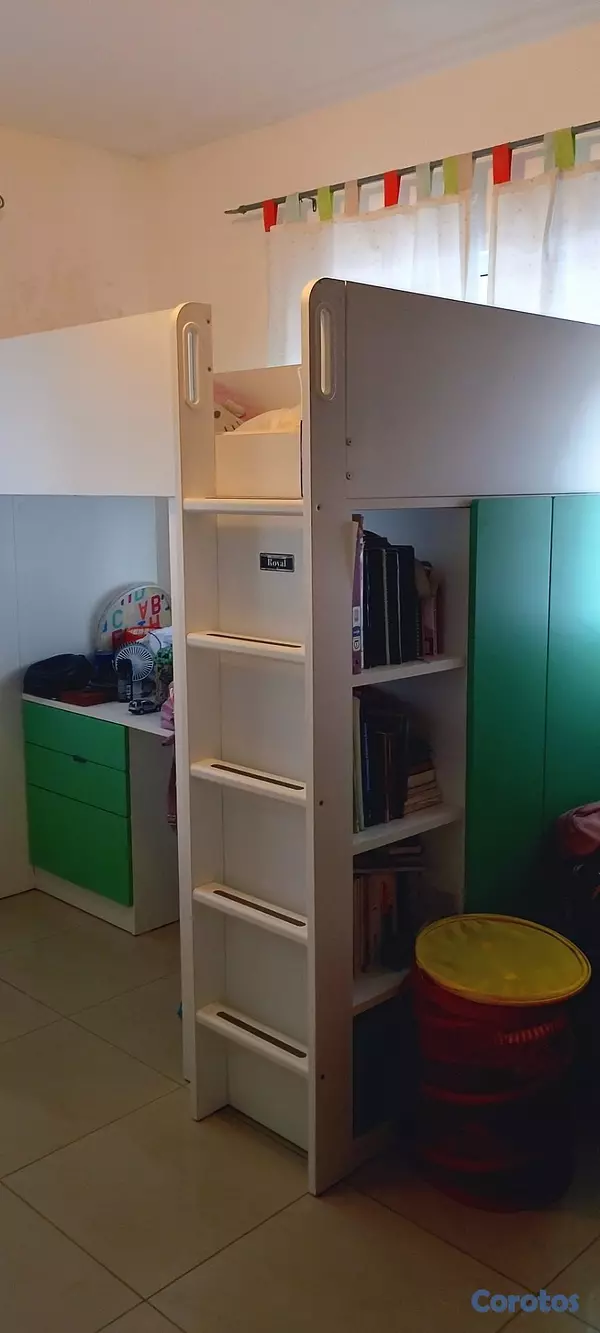 muebles y colchones - Cama juvenil con escritotio, biblioteca y guarda r 2
