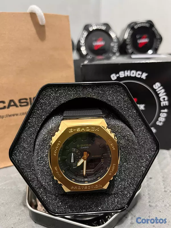 joyas, relojes y accesorios - Reloj Deportivo Estilo G-Shock GA2100 Negro/Dorado 4