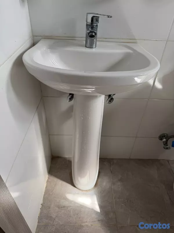 decoración y accesorios - Lavamano Blanco de baño con Espejo 4