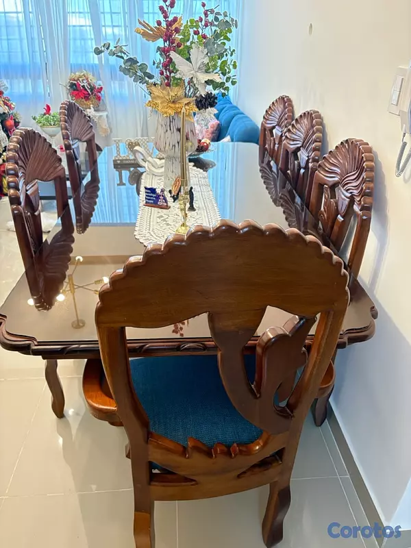 muebles y colchones - Juego de comedor de caoba exclusivo de 6 sillas 2