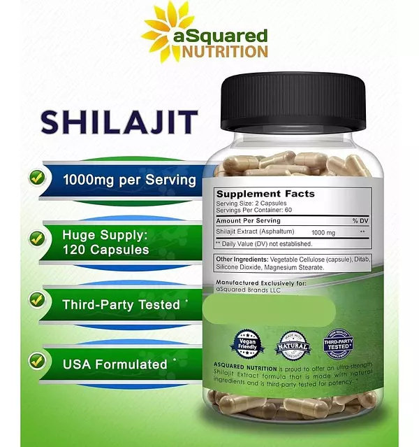 Salud y Equipamiento Médico - Shilajit 1000mg 120 cap Asquared 2