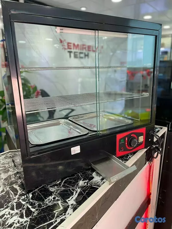 equipos profesionales - Vitrina electrica de alimentos exhibidora mostrador calentadora de comida rapida 2