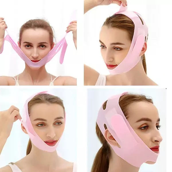 salud y belleza - Faja facial de silicona en forma de V para adelgazar el cuello y barbilla 4