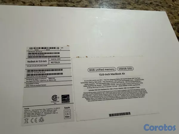 computadoras y laptops - MacBook Air 13” chip M2 2022

excelente condición, uso mínimo
única dueña.

 3