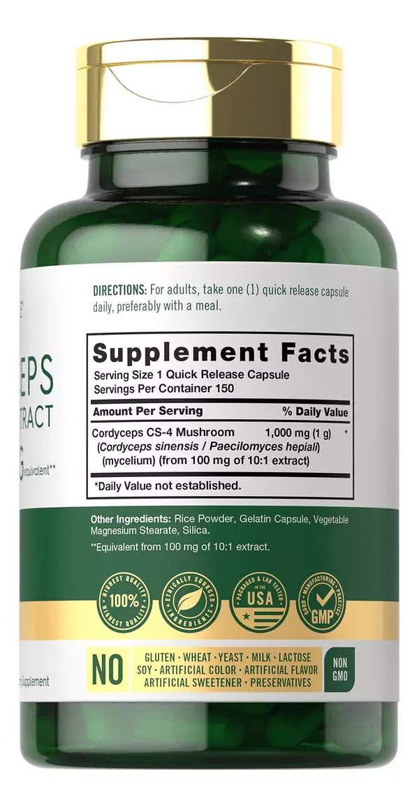 Salud y Equipamiento Médico - Cordyceps Capsulas De Hongos 1000mg Carlyle 2