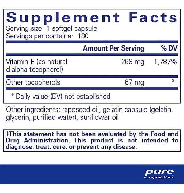 Salud y Equipamiento Médico - Vitamina E 268mg Pure Encapsula - - Unidad A $2916 2