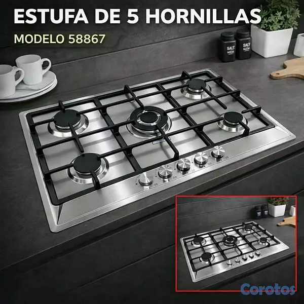 electrodomesticos - Estufa empotrable co. tope de cristal y acero Inoxidable  3