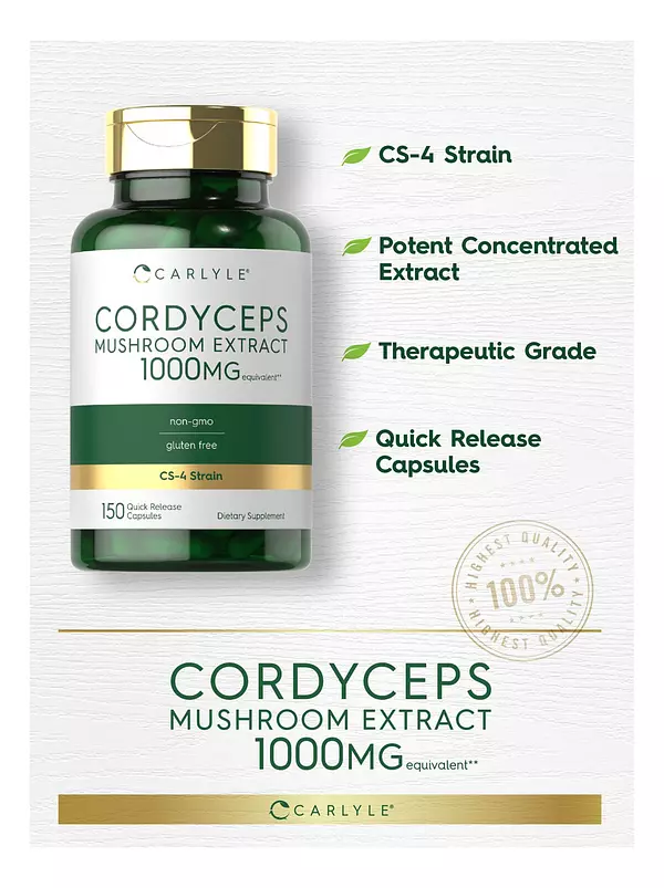 Salud y Equipamiento Médico - Cordyceps Capsulas De Hongos 1000mg Carlyle 4