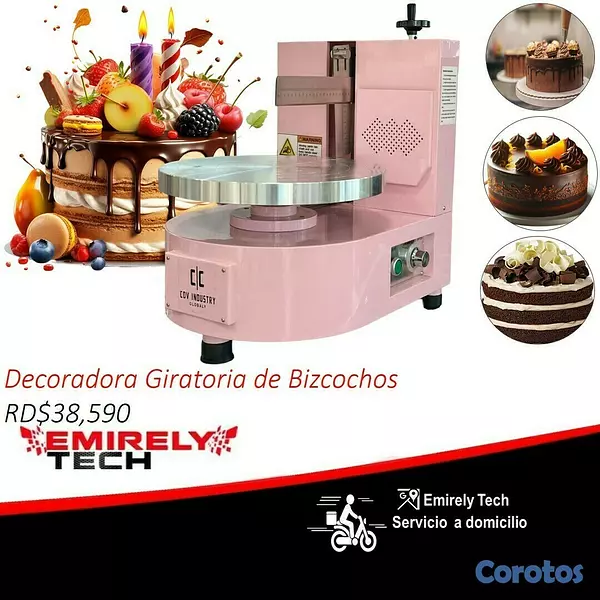 equipos profesionales - Maquina de recubrimiento giratoria decoradora de bizcochos pasteles tartas 1