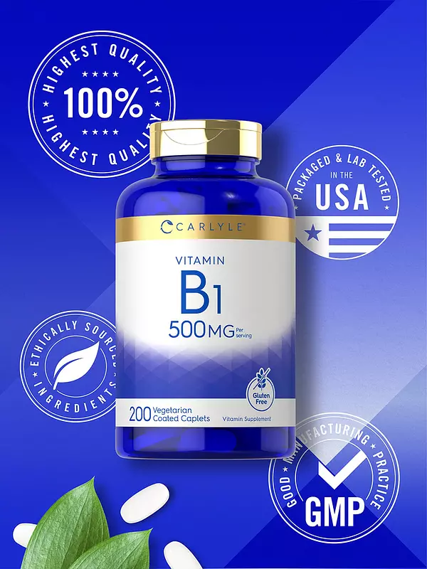 Salud y Equipamiento Médico - Vitamina B1 500mg (tiamina) Carlyle 6