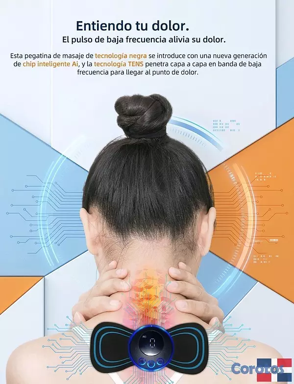 salud y belleza - Masajeador corporal recargable D2  con 2 parche  8