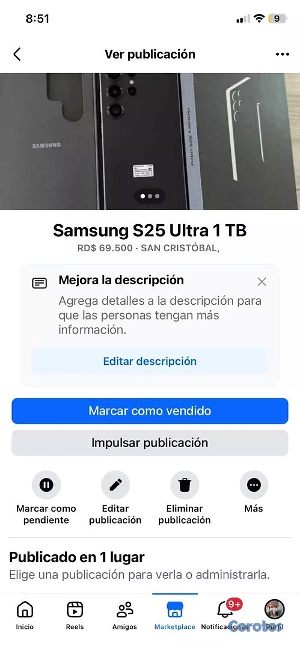 celulares y tabletas - Samsung S25 Ultra 1TB, negro, condición A+ 1