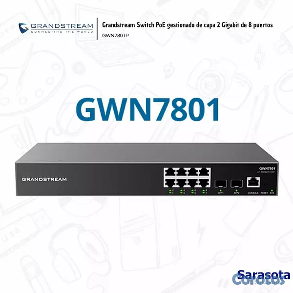 accesorios para electronica - Grandstream Switch PoE Gigabit de 8 puertos Gestio 2