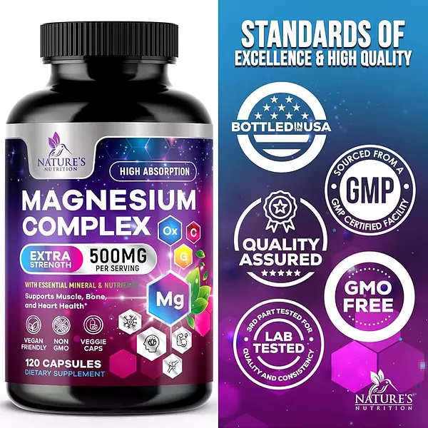 Salud y Equipamiento Médico - Complejo De Magnesio 500 Mg Con Glicinato, Malato, Citrato, 4