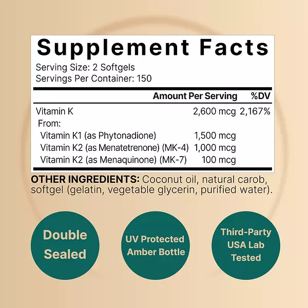Salud y Equipamiento Médico - Complejo De Vitamina K Naturebell, K1 + K2 (mk-7 Y Mk-4) 2,6 2