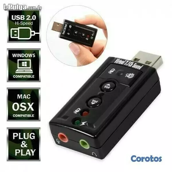 accesorios para electronica - Adaptador USB de sonido - audio para PC 7.1 2