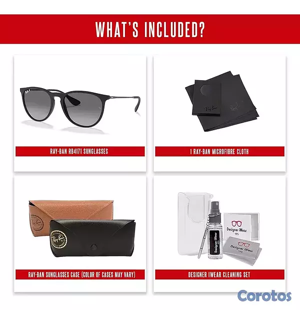 joyas, relojes y accesorios - Ray Ban Erika Negro/ Verde + Estuche Tipo Original 8