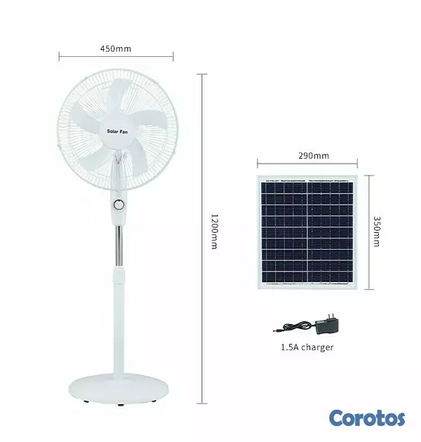 aires acondicionados y abanicos - Abanico solar recargable de pedestal 16 pulgadas con 3 velocidades SLP-1 2