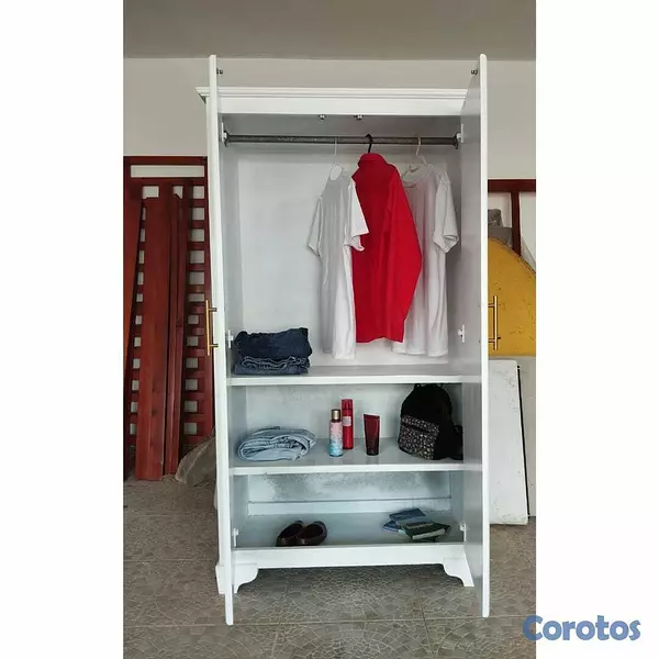 muebles y colchones - Closet de dos puertas blanco pequeño  4