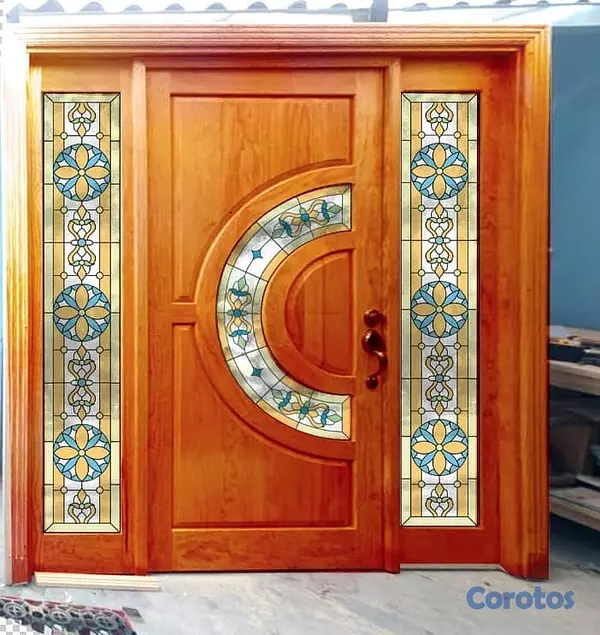 muebles y colchones - Puerta en madera con vitral o espejo , somos fabri 4