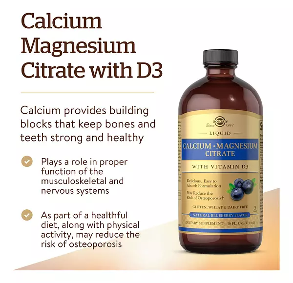 Salud y Equipamiento Médico - Solgar Citrato Liquido De Calcio Y Magnesio Con Vitamina D3 3