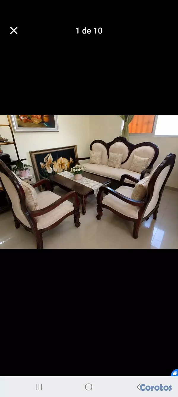 muebles y colchones - Juego de Muebles Tapizado, 100% Caoba. 2
