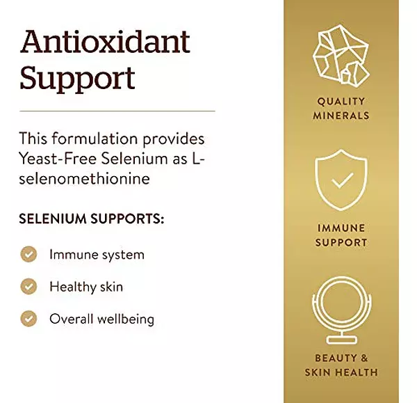 Salud y Equipamiento Médico - Solgar Selenio Sin Levadura 200 Mcg 100 Tabletas Antioxidant 4