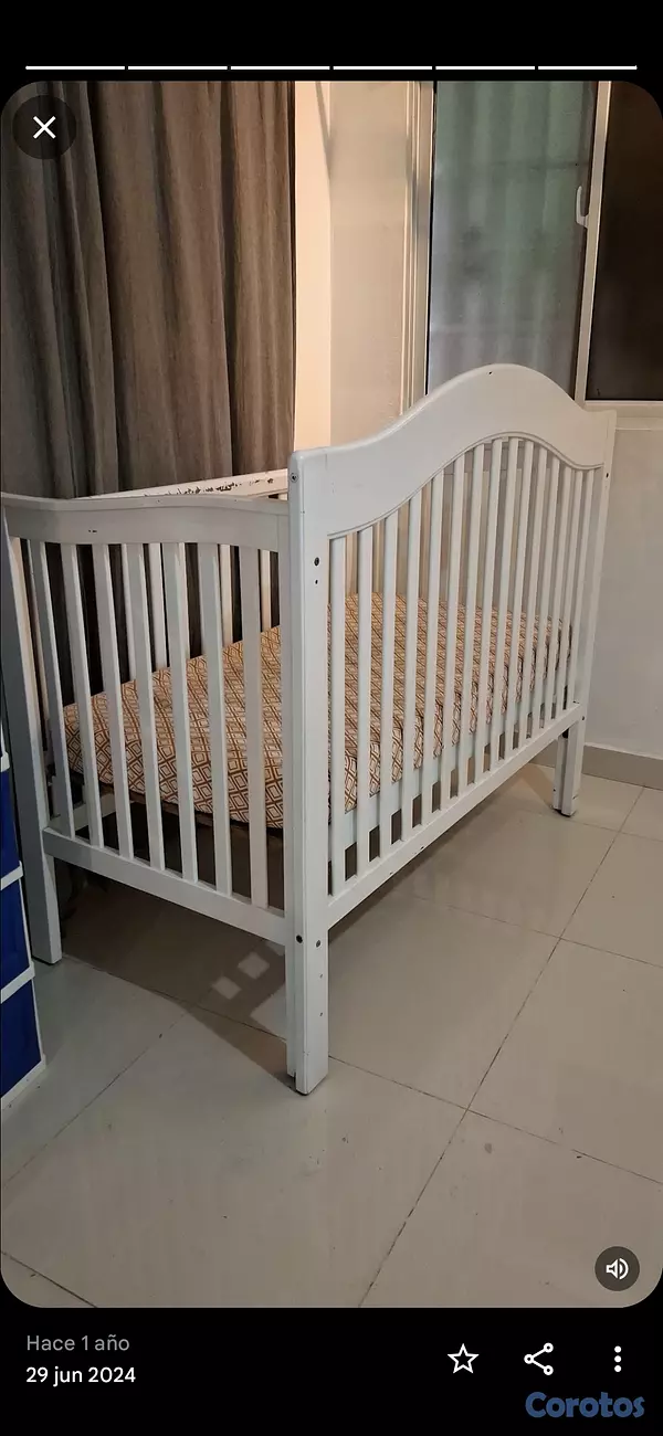 muebles - Vendo Cuna de Bebe color blanca *usada 2