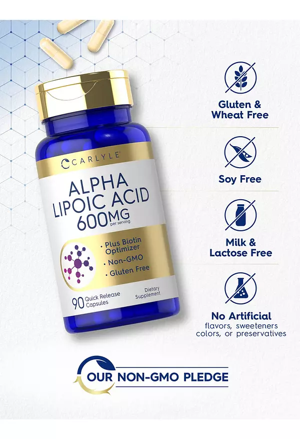 Salud y Equipamiento Médico - Acido Alfa Lipoico 600 Mg 90 Cap Carlyle 4