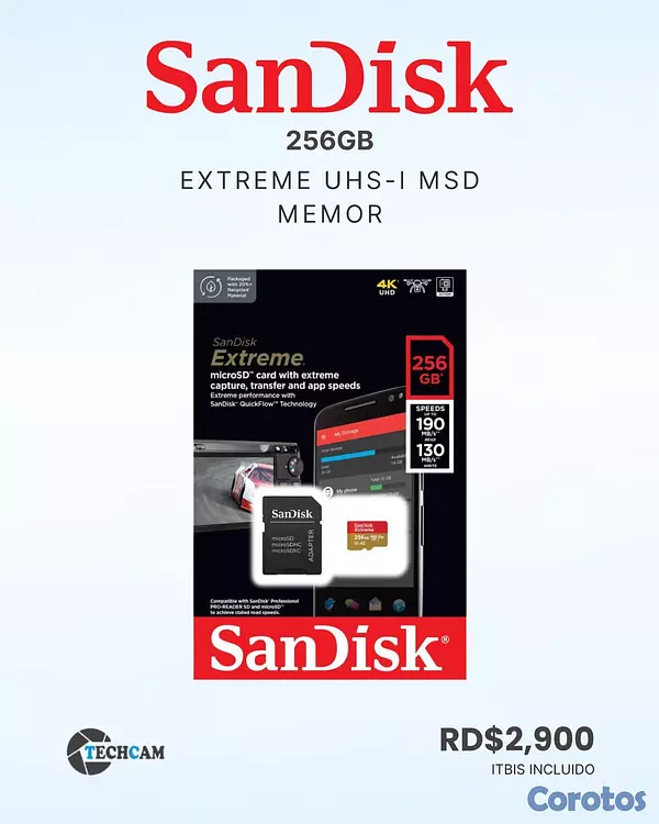 camaras y audio - MEMORIAS PARA CAMARA SANDISK 4