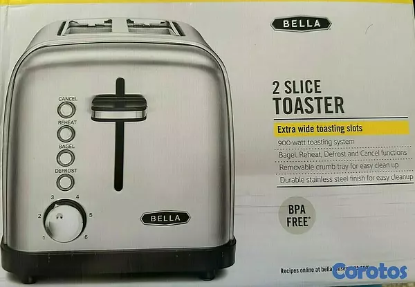 electrodomesticos - TOSTADORA DE 2 REBANADAS, MARCA BELLA EN ACERO INOXIDABLE. 1