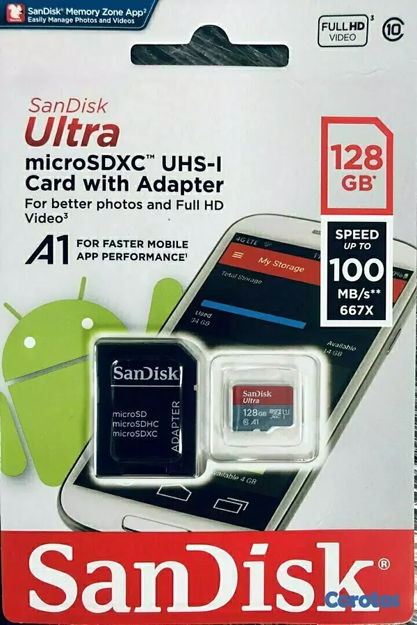 accesorios para electronica - Memoria Micro USB de 128 gb con￼￼ adaptador