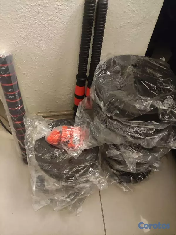 Artículos Deportivos - Mancuernas y barra completa 70 libras+