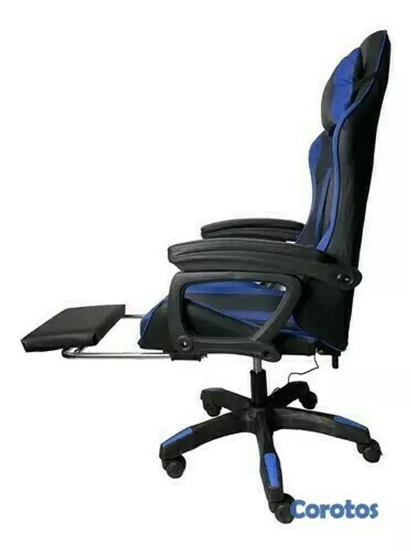 muebles y colchones - Silla gaming respaldo alto reclinable para juegos con reposapies. 3