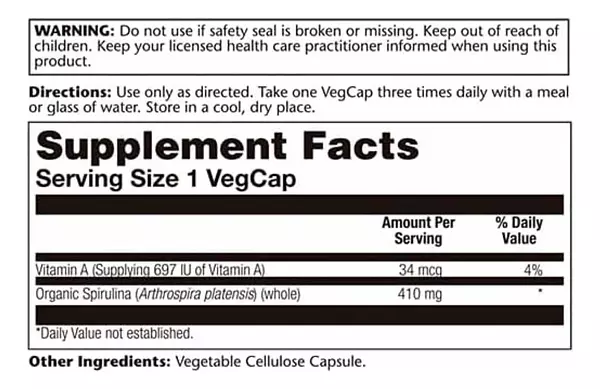Salud y Equipamiento Médico - Espirulina 410mg 100cap Solaray 2