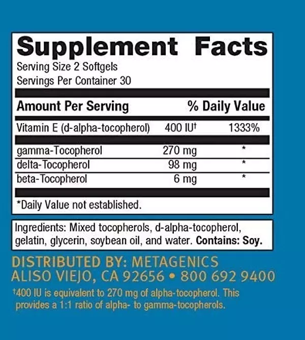 Salud y Equipamiento Médico - Vitamina E 60 Cap Metagenics 2