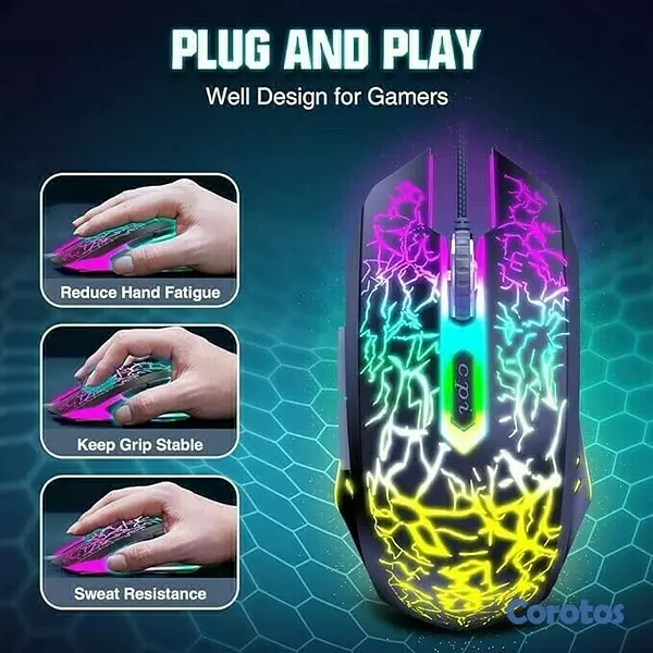 otros electronicos - Mouse Gaming CM-50 RGB USB Luz Led Multicolor 2