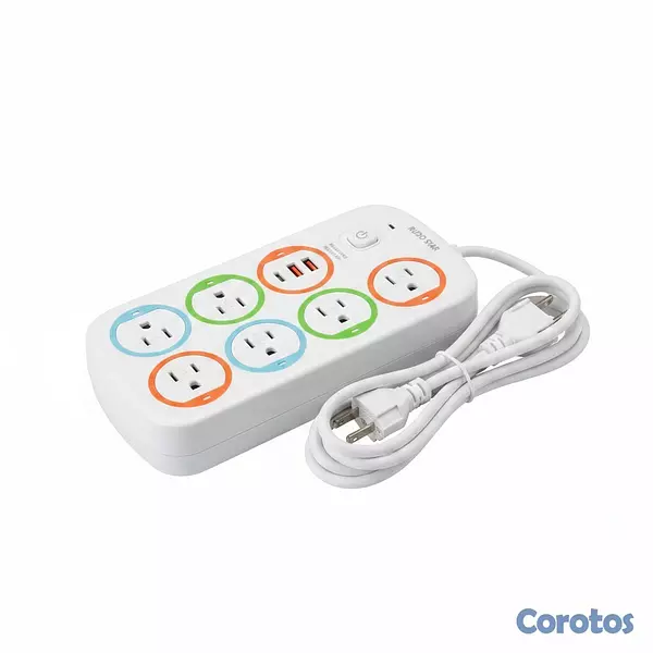 accesorios para electronica - Regleta con 6 Tomas y 3 Puertos USB