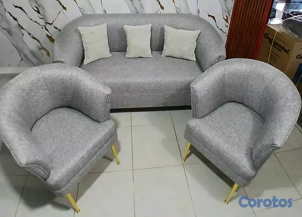 muebles y colchones - juego de sala comtenporaneo de 4 asientos gris. 3