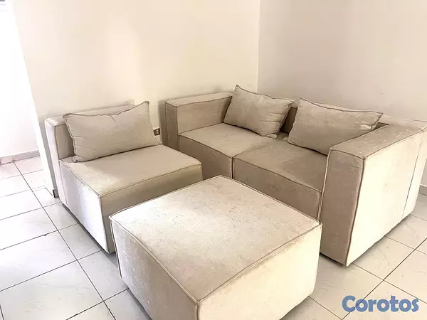 muebles y colchones - Juego de Sala Modular en Tela Veracruz Marfil –  Nuevo 4