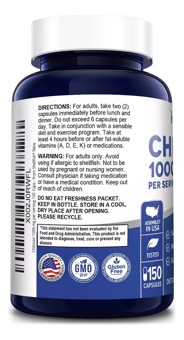 Salud y Equipamiento Médico - Chitosan 1000mg 150caps Nusapure 3