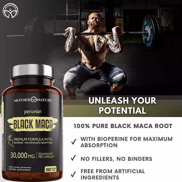 Salud y Equipamiento Médico - Maca Negra Organica 30.000 Mg Hombres Y Mujeres 180 Cap 5