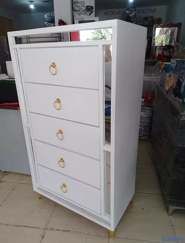 muebles y colchones - Biuro de 5 Gavetas en Madera 
Disponible en Color Blanco  8